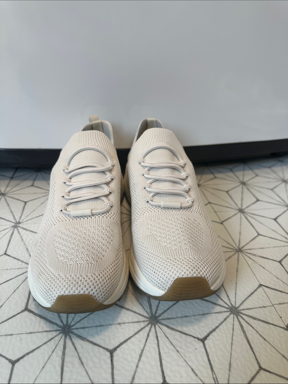 Skechers Women's Knit Slip-On Sneakers in Light Beige and Gum